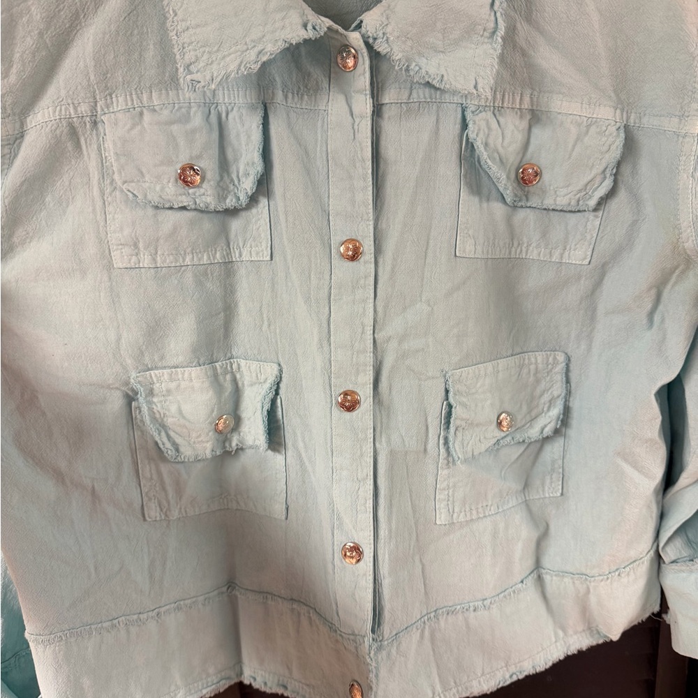 Light Blue Jacket with Patch Pockets - Picture 2 of 3